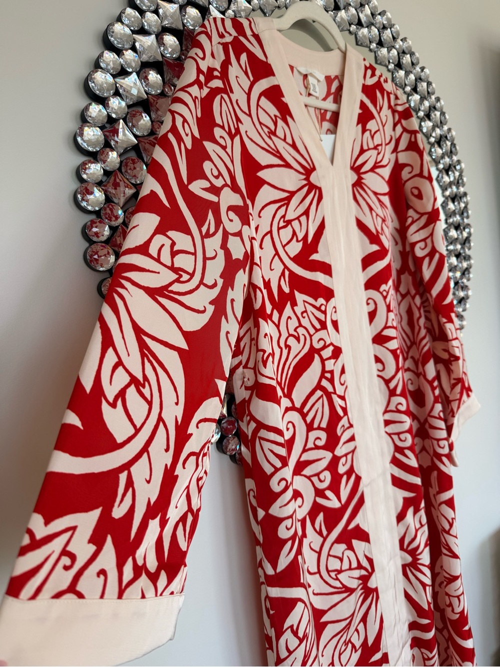 Red & Cream Floral Print Maxi Resort style dress - Picture 7 of 7